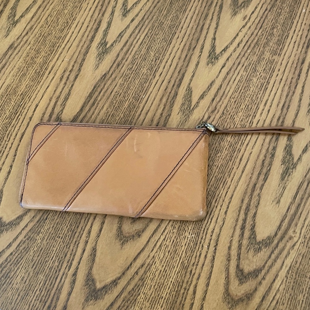 Hobo International Rachel Tan Leather Zip Around Wristlet Wallet